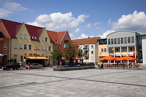 Market square with city hall, Luebben, Spreewald, Spree Forest, Brandenburg, Germany, Europe