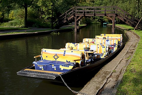 Tourist boat in the Spreewaldhafen, harbour of Luebbenau, Spreewald, Spree Forest, Brandenburg, Germany, Europe