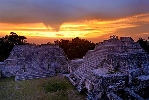 Mayan Temples of Caracol, pyramid, calendar, 2012, sunset, Belize, Central America