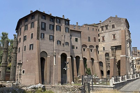 Part of the Theater of Marcellus which was transformed by the Orsini family into a palace-fortress also known as "Palazzo Orsini" or "Case Orsini", Rome, Latium, Italy, Europe