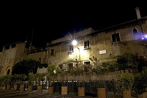 Medieval building in Piazza dei Mercanti, in Trastevere, Rome, Italy, Europe