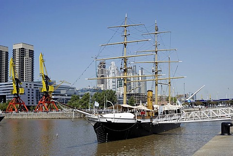 Uruguay Frigate, a museum ship in the old Puerto Madero harbor, Puerto Madero district, Buenos Aires, Argentina, South America