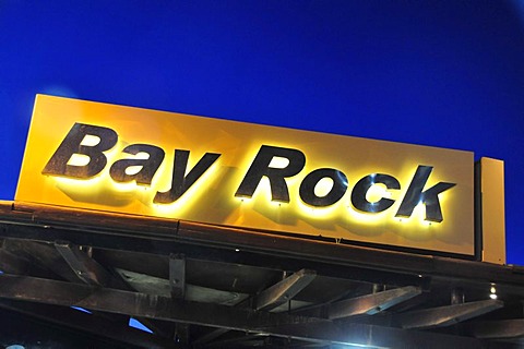 Sign at the entrance of the Bay Rock Cafe, Raouche district, Beirut, Lebanon, Middle East, Asia