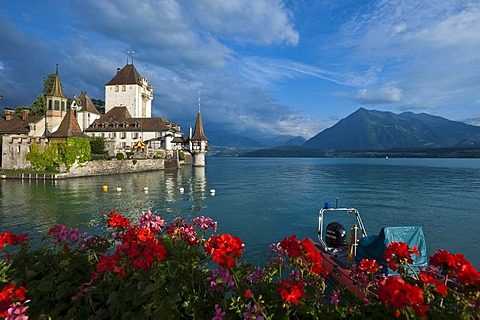 Oberhofen Castle on Lake Thun, canton of Bern, Switzerland, Europe