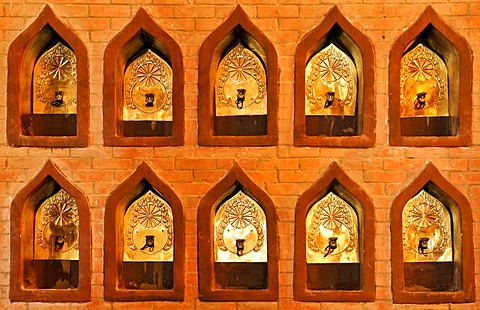 Recesses in a wall, to host Buddha statues at a later stage, Chua Bai Dinh pagoda, currently a construction site, to become one of the largest pagodas in Southeast Asia, near Ninh Binh, Vietnam, Southeast Asia