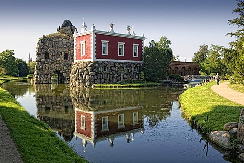 Rock Island with Villa Hamilton, Dessau-Woerlitz Garden Realm, UNESCO World Heritage Site, Dessau, Saxony-Anhalt, Germany, Europe