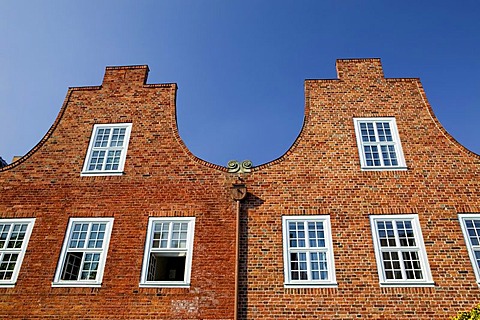 Lateral houses and gabled houses in the Hollaendische Viertel District, Potsdam, Brandenburg, Germany, Europe