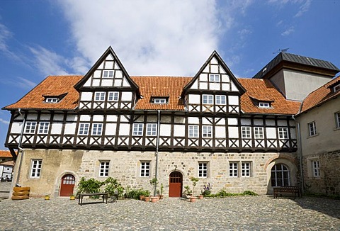 Ancient palace, estate is is being restored and will become a mediaeval museum, east wing, In der Word, Quedlinburg, Saxony-Anhalt, Germany, Europe