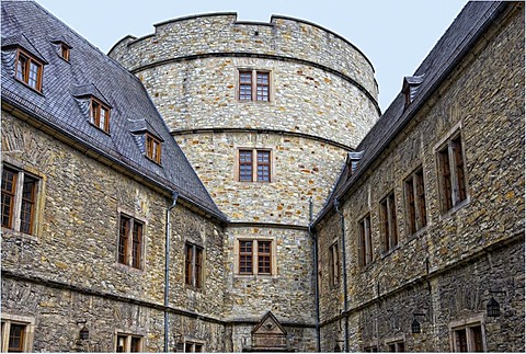 Wewelsburg castle in Almetal, now youth hostel and local district museum, Paderborn, North Rhine-Westphalia, Germany, Europe