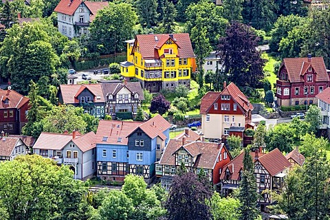 View from the Schloss Wernigerode castle on the town of Wernigerode, Harz, Saxony-Anhalt, Germany, Europe