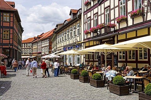 Pavement cafe in Wernigerode, Harz, Saxony-Anhalt, Germany, Europe