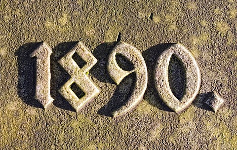 1890, writing on a grave, Melaten-Friedhof cemetery, Cologne, North Rhine-Westphalia, Germany, Europe