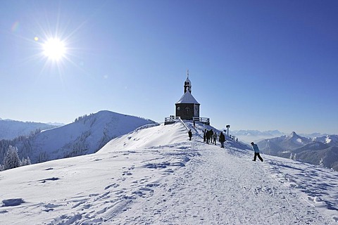 Wallbergkircherl chapel, Mt. Wallenberg, Bavarian Alps, Upper Bavaria, Bavaria, Germany, Europe