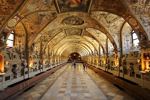 Antiquarium, Muenchner Residenz royal palace, home of the Wittelsbach regents until 1918, Munich, Bavaria, Germany, Europe