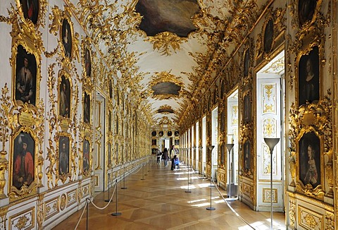 Ancestral gallery, Muenchner Residenz royal palace, home of the Wittelsbach regents until 1918, Munich, Bavaria, Germany, Europe