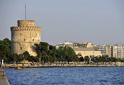 White Tower, promenade, Thermaic Gulf, Thessaloniki, Chalkidiki, Macedonia, Greece, Europe