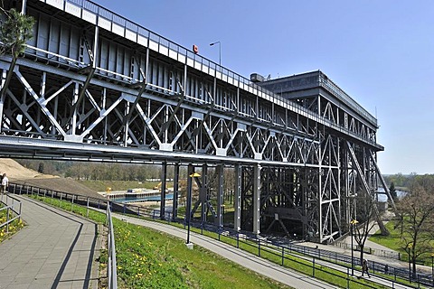 Side view of the Niederfinow boat lift in Brandenburg, Germany, Europe