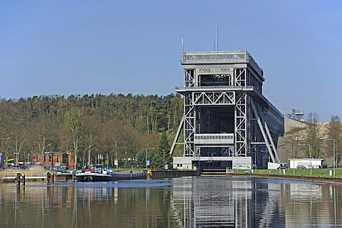 Niederfinow boat lift, lower entrance, Brandenburg, Germany, Europe