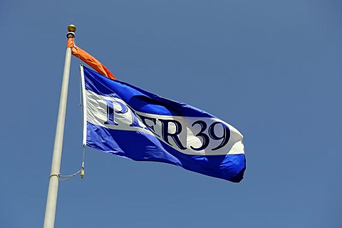 Flag of pier 39 at the Fisherman's Wharf, San Francisco, California, USA, America