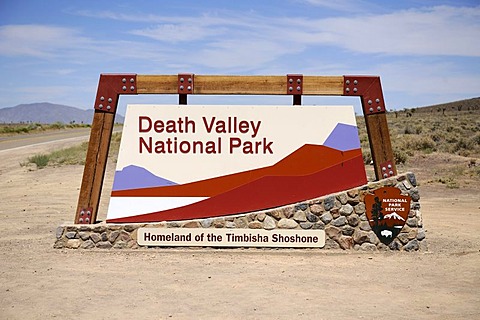 Entrance sign for Death Valley National Park, California, USA, North America