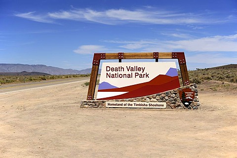 Entrance sign for Death Valley National Park, California, USA, North America