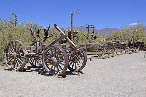 Historic mining equipment in the Borax Museum, Furnace Creek Museum, Death Valley National Park, California, USA, North America