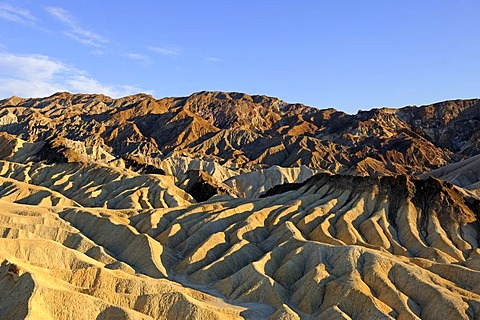 Rock formations on Zabriske Point in the evening light, Death Valley National Park, California, USA, North America