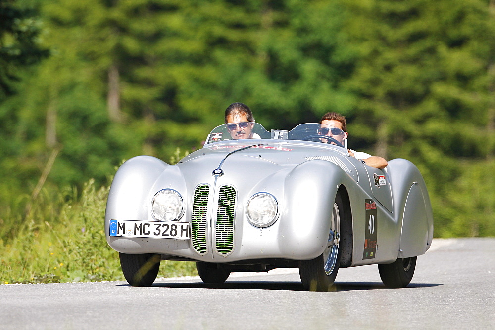 BMW 328 Roadster, built in 1939, Mille Miglia original from the BMW Museum, being driven by Mario Theissen, Head of BMW Motorsport and Christian Klien, a former Formula 1 driver, Ennstal Classic 2010 Vintage Car Rally, Groebming, Styria, Austria, Europe