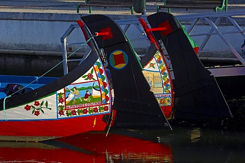 Traditional boats "Moliceiros", Canal central, Aveiro, Beiras region, Portugal, Europe