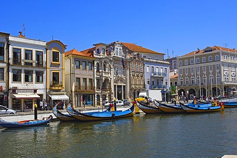 Traditional boats "Moliceiros", Canal central, Aveiro, Beiras region, Portugal, Europe