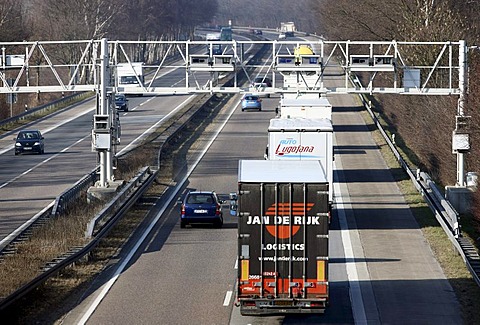 Tollgate, Autobahn Toll Collection, German highway A3 near Hamminkeln, Niederrhein, North Rhine-Westphalia, Germany, Europe