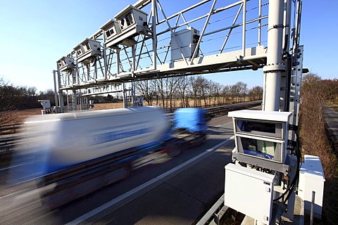 Tollgate, Autobahn Toll Collection, German highway A3 near Hamminkeln, Niederrhein, North Rhine-Westphalia, Germany, Europe