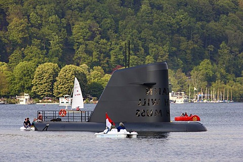 Ruhr Atoll, European Capital of Culture 2010, art installation on the Baldeneysee Lake, Essen, North Rhine-Westphalia, Germany, Europe