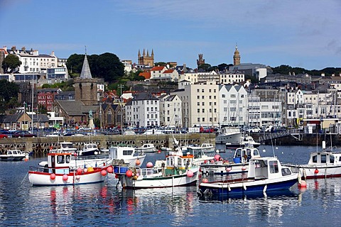 Sailboats in the marina, main port, St. Peter Port, Guernsey, Channel Islands, Europe