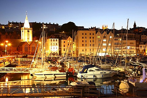 Sailboats in the marina, main port, St. Peter Port, Guernsey, Channel Islands, Europe