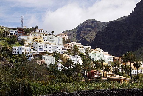 Overall view of La Calera, Valle Gran Rey, La Gomera, Canary Islands, Spain, Europe