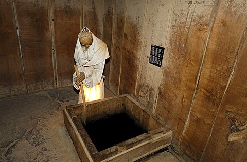 Figure of a saline workman in a white robe, Deutsches Salzmuseum or German Salt Museum, Lueneburg, Lower Saxony, Germany, Europe