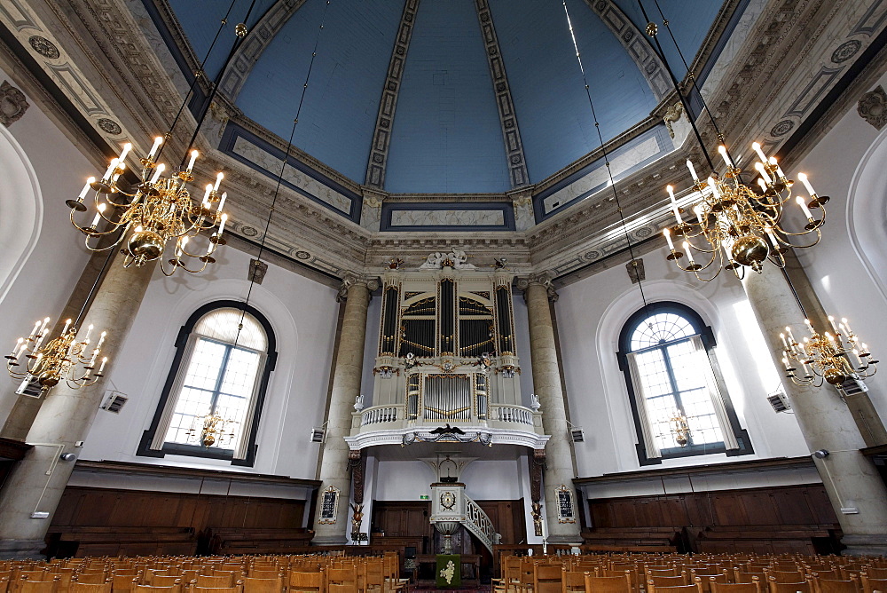 Oostkerke church, Baroque domed church with an organ by De Rijkers, Middelburg, Walcheren peninsula, Zeeland province, Netherlands, Benelux, Europe