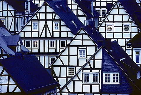 Historic inner city area, Alter Flecken, with half-timbered houses, Freudenberg, Siegen-Wittgenstein district, North Rhine-Westphalia, Germany, Europe