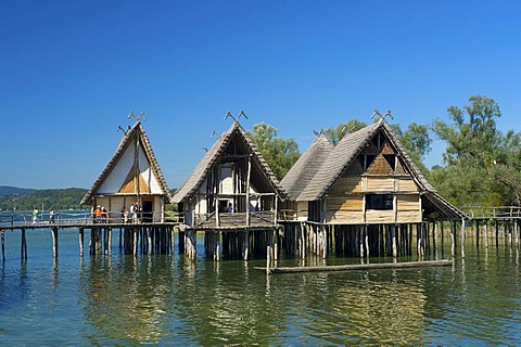 Pfahlbaumuseum open air stilt hous museum in Unteruhldingen, Lake Constance, Baden-Wuerttemberg, Germany, Europe