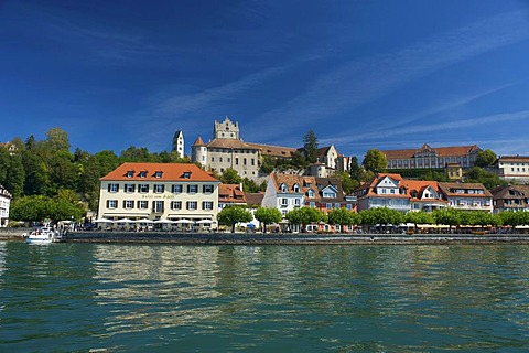 City view with the Altes Schloss or Burg Meersburg castle, Meersburg, Lake Constance, Baden-Wuerttemberg, Germany, Europe