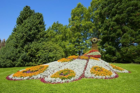 Flower sculpture on Mainau flowering island, Lake Constance, Baden-Wuerttemberg, Germany, Europe