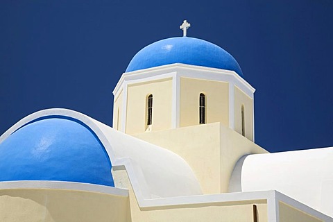 Church with blue domes, Oia, Santorini, Cyclades, Greece, Europe