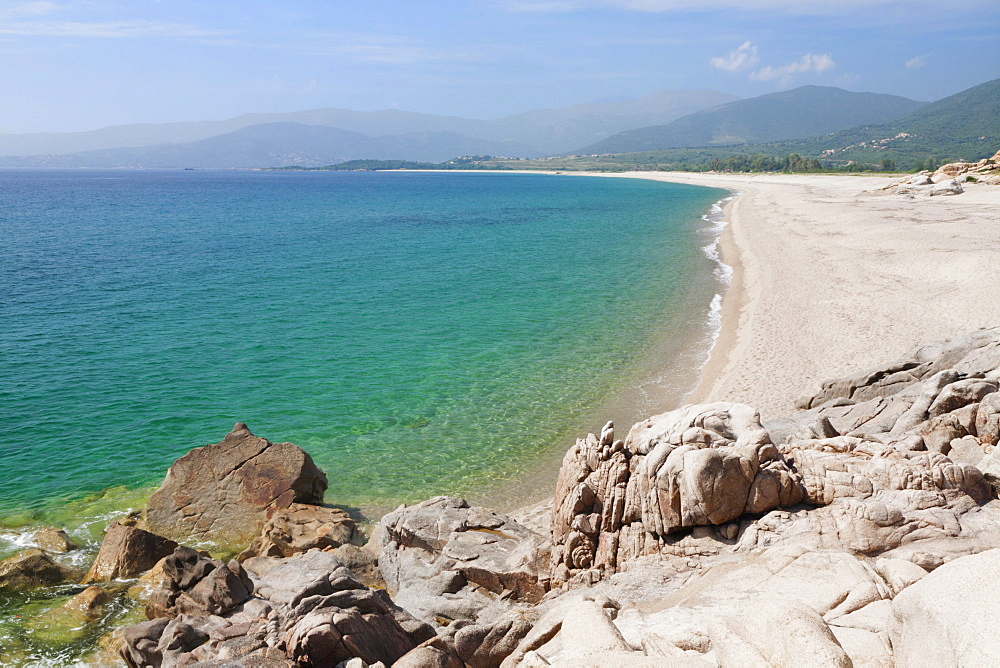 Plage du Liamone beach, Gulf of Sagone, West Corsica, Corsica, France, Europe