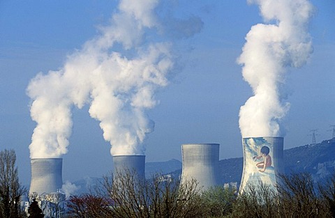 Cooling tower of a nuclear or atomic power plant, Cruas-Meysse, Ardeche, Rhone-Alpes, France, Europe