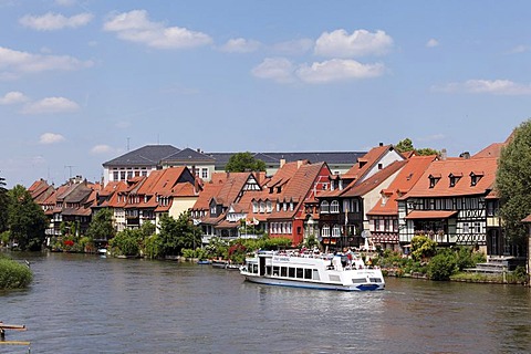 "Little Venice" on the Regnitz river, Bamberg, Upper Franconia, Franconia, Bavaria, Germany, Europe