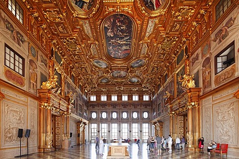 Goldener Saal hall in the town hall, Augsburg, Schwaben, Bavaria, Germany, Europe