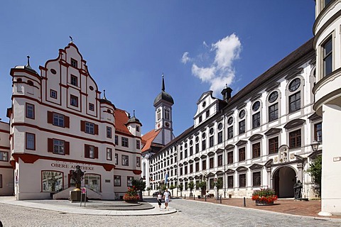 Studienkirche Mariae Himmelfahrt study church and the former university, Dillingen an der Donau, Donauried region, Swabia, Bavaria, Germany, Europe