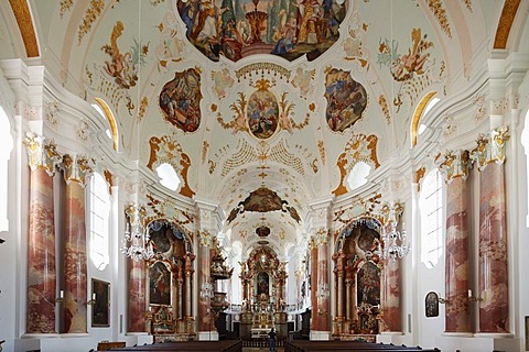 Frauenkirche Church of Our Lady by Dominikus Zimmermann, Guenzburg, Donauried region, Swabia, Bavaria, Germany, Europe