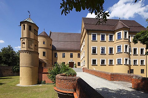 Town hall in Schloss Wertingen castle, Donauried region, Germany, Swabia, Bavaria, Germany, Europe